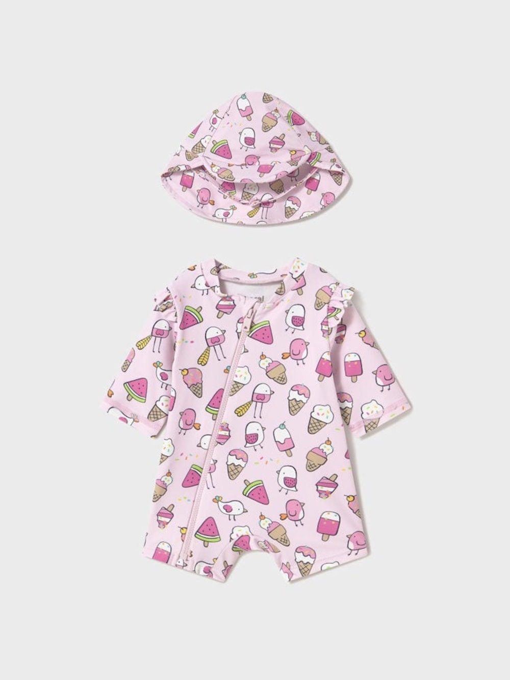 Mayoral Swim Romper with Matching Hat